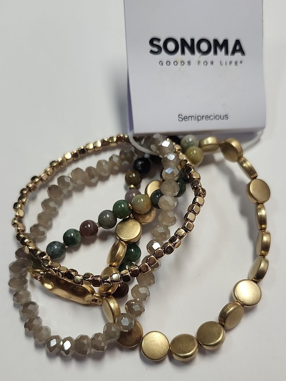 SONOMA Gold-Tone Multicolor Semiprecious Beaded Bracelet Stack